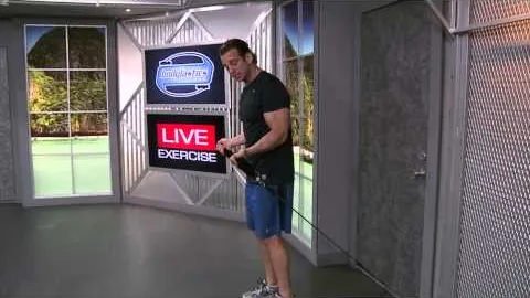 Standing Biceps Anchor Hammer Curl with resistance band